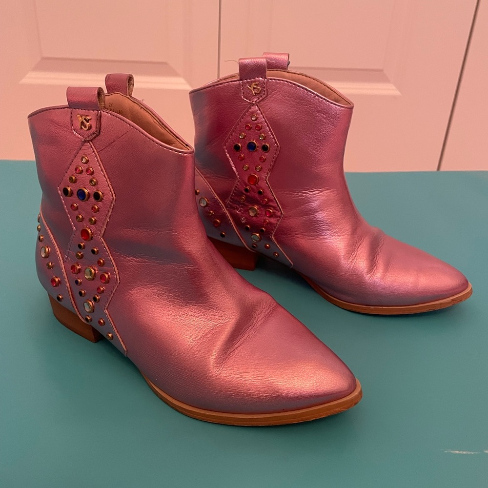 Girls pink metallic cowboy boots